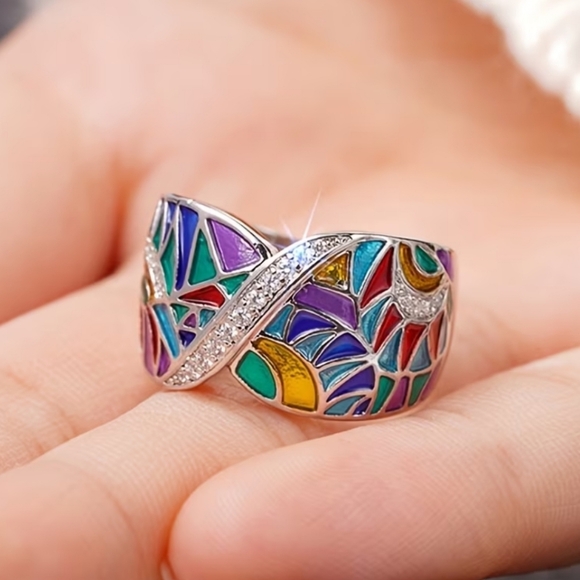 Hip Hop Multicolored Wide Ring - Picture 2 of 6